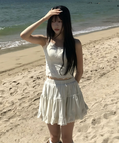 페미닌 레이스 나시 흰색