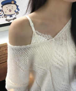 페미닌 레이스 나시 흰색