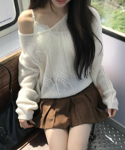 페미닌 레이스 나시 흰색
