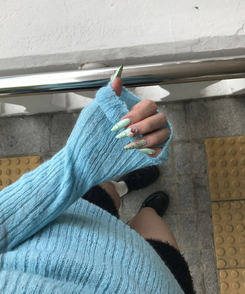【단독상품】여리핏 골지 슬림 니트 블루