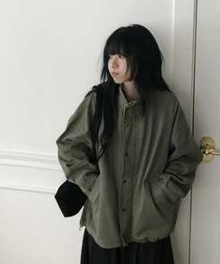 브릭 빈티지 하이넥 루즈핏 야상 자켓점퍼 3color 카키