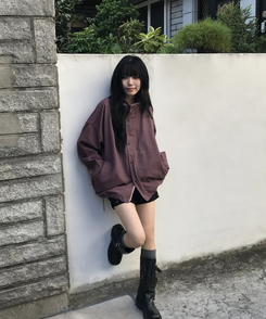 브릭 빈티지 하이넥 루즈핏 야상 자켓점퍼 3color 퍼플