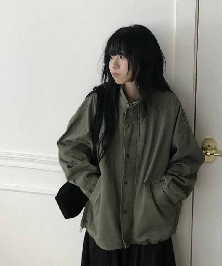 브릭 빈티지 하이넥 루즈핏 야상 자켓점퍼 3color 카키