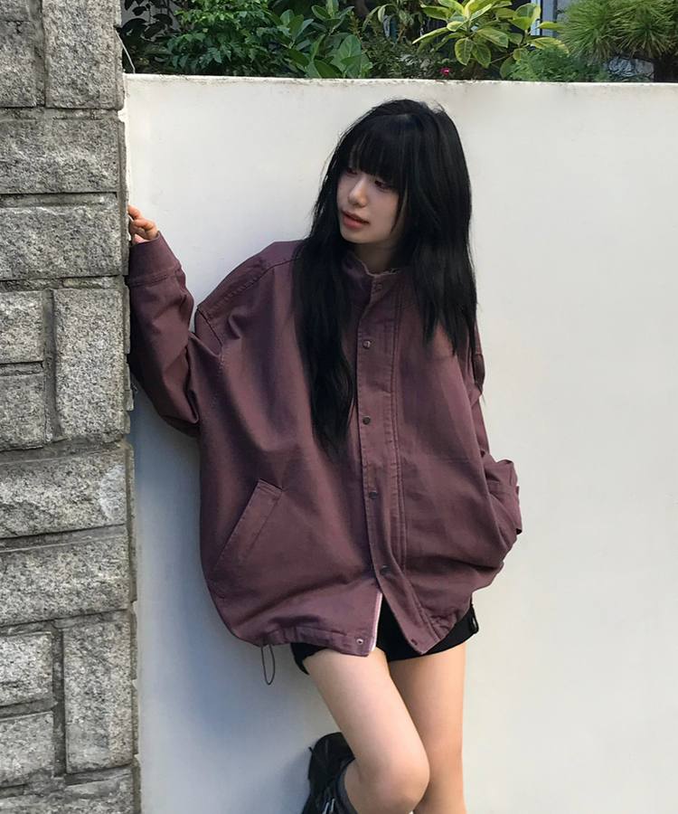 브릭 빈티지 하이넥 루즈핏 야상 자켓점퍼 3color 퍼플