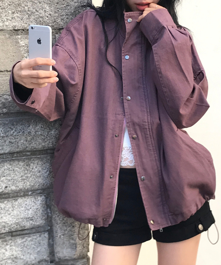 브릭 빈티지 하이넥 루즈핏 야상 자켓점퍼 3color 퍼플