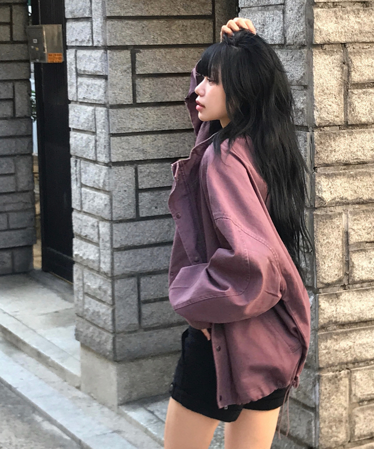 브릭 빈티지 하이넥 루즈핏 야상 자켓점퍼 3color 퍼플