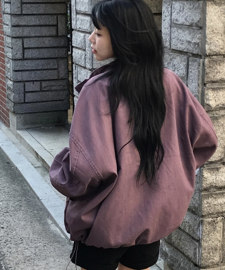 브릭 빈티지 하이넥 루즈핏 야상 자켓점퍼 3color 퍼플