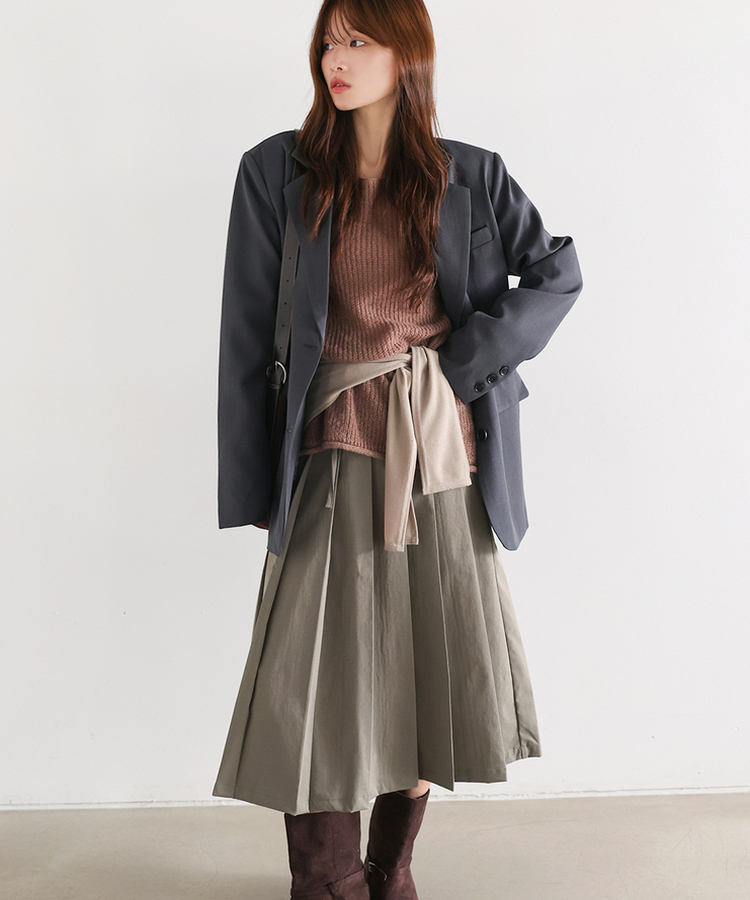 スチュワーデス アンティーク雑貨　東京国際空港　ロングスカートの制服 プリーツストリングミディスカート｜ミディ/ロングスカート｜韓国