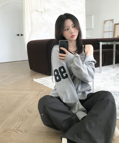 타밍 홀스 레터링 프린팅 루즈핏 후드집업 가을 가을후드집업 그레이