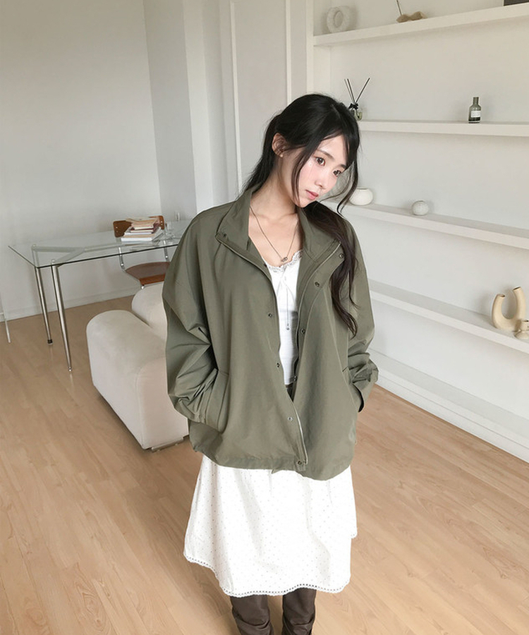 디렛 도트 포켓 밴딩 레이스 미디 스커트 화이트