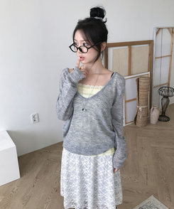 페퍼 폴딩밴딩 셔링 플레어 A라인 레이스 미디 스커트 파스텔그린