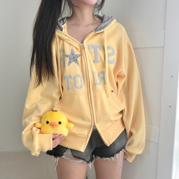 별도트 후드 안감 키치 러블리 오버핏 후드집업 6color 레몬