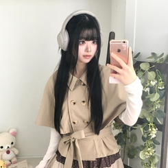 트렌치 더블버튼 빈티지 대장 모리걸 판초 카라 트렌치 코트 자켓 아우터 가을봄 케이프 망토 진베이지