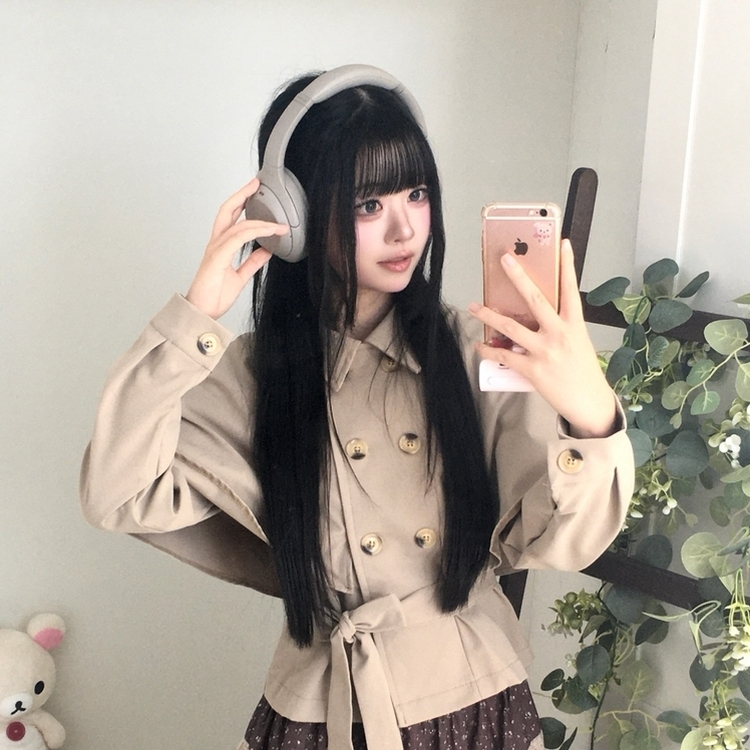 트렌치 더블버튼 빈티지 대장 모리걸 판초 카라 일체형 긴팔 트렌치 코트 자켓 아우터 가을봄 케이프 망토 진베이지