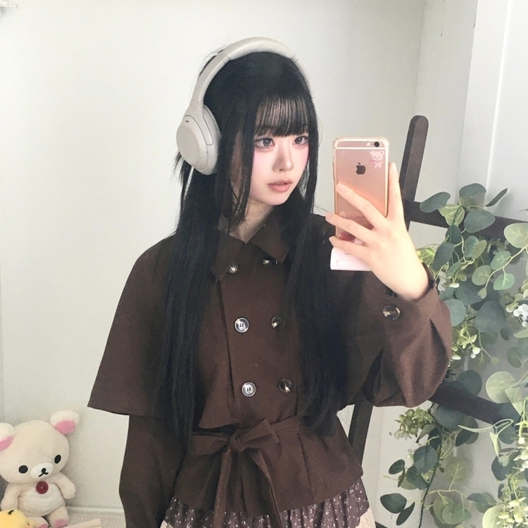 트렌치 더블버튼 빈티지 대장 모리걸 판초 카라 일체형 긴팔 트렌치 코트 자켓 아우터 가을봄 케이프 망토 밤색