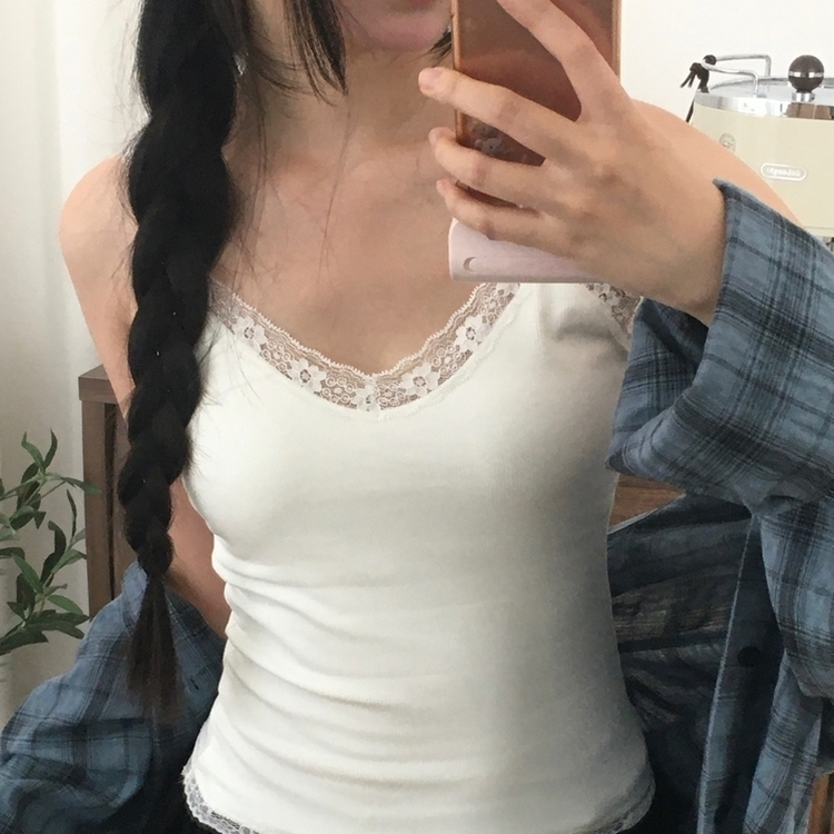 코디 꿀템 레이스 레이어드 데일리 이너 은근 섹시 캡나시 화이트