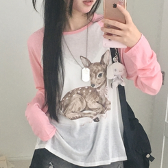 여리소매 차르르핏 밤비 나그랑 오버핏 긴팔 티셔츠 2color 핑크