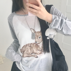 여리소매 차르르핏 밤비 나그랑 오버핏 긴팔 티셔츠 2color 그레이