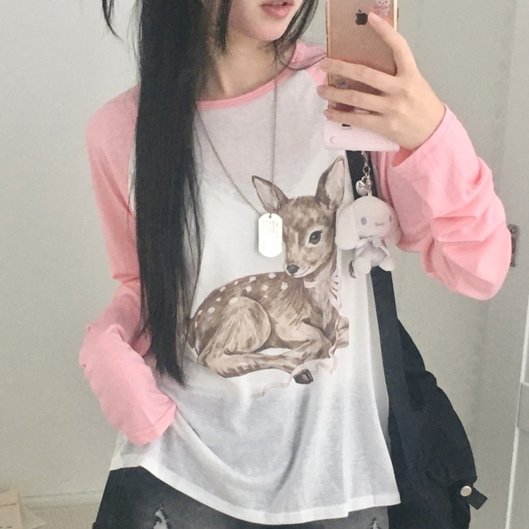 여리소매 차르르핏 밤비 나그랑 오버핏 긴팔 티셔츠 2color 핑크