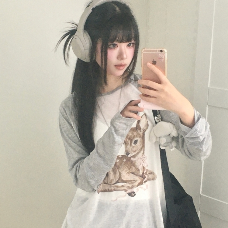 여리소매 차르르핏 밤비 나그랑 오버핏 긴팔 티셔츠 2color 그레이