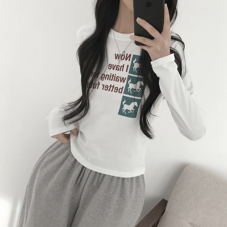 【新品未使用】salsation ラウンドネックT-Shirt Mサイズ レタリングラウンドネックTシャツ｜長袖Tシャツ｜韓国ファッション通販