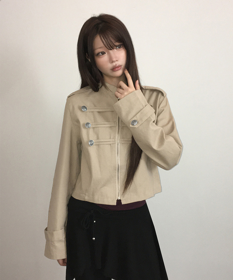ナポレオンボタンセミクロップドジャケット｜ジャンパー｜韓国