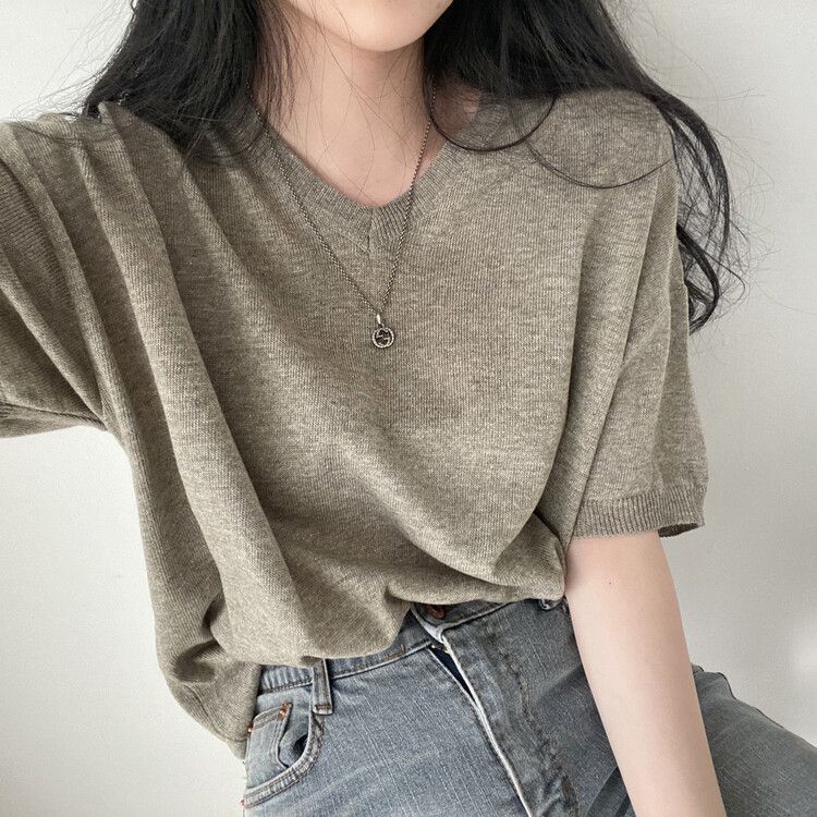 リネンベーシック半袖ニット｜ニット｜韓国ファッション通販 SONA