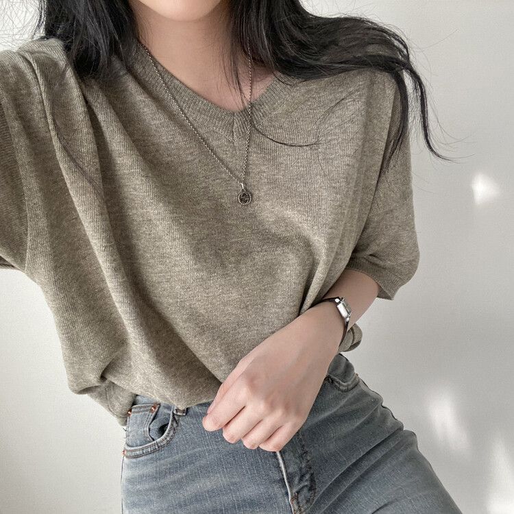 リネンベーシック半袖ニット｜ニット｜韓国ファッション通販 SONA