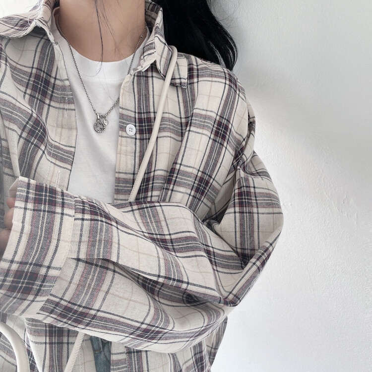 オーバーサイズチェックシャツ IVORY