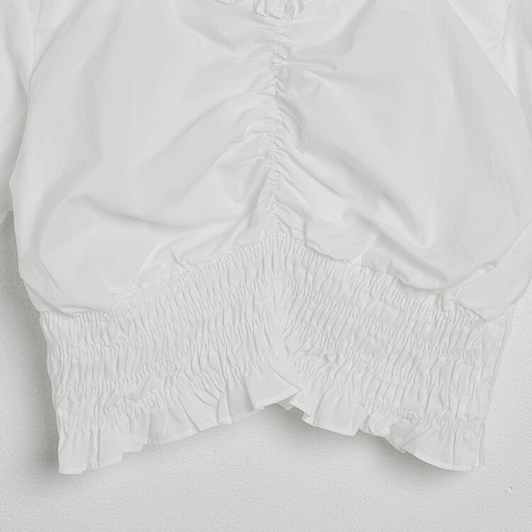 フリルシャーリングクロップブラウス