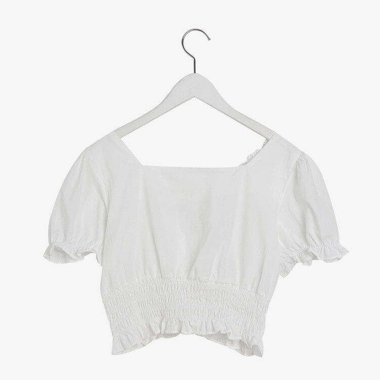 フリルシャーリングクロップブラウス