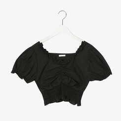 フリルシャーリングクロップブラウス