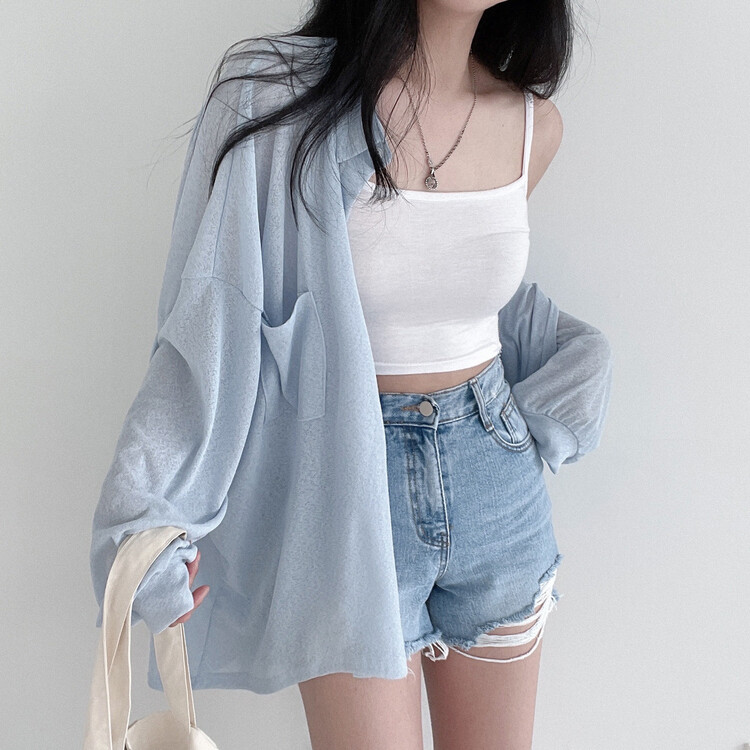 シースルーシャツ スカイブルー