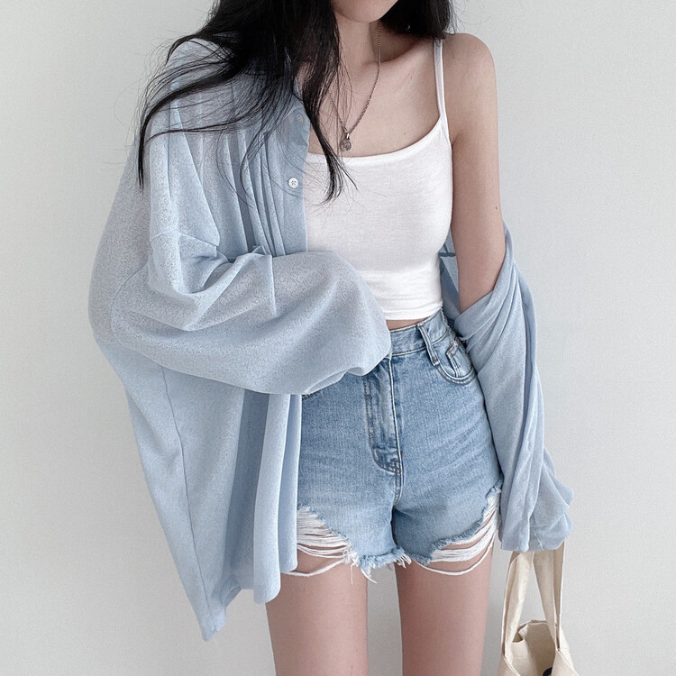 シースルーシャツ スカイブルー