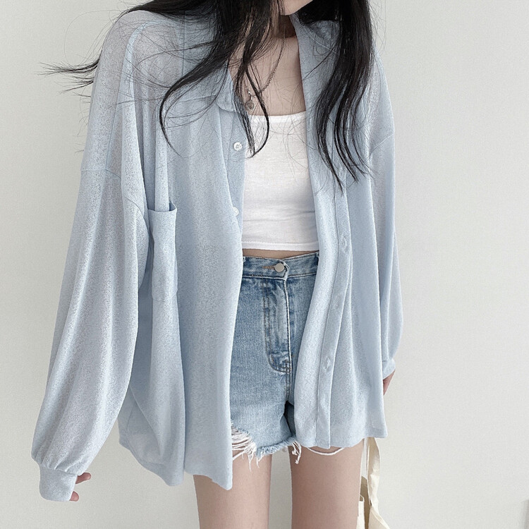 シースルーシャツ スカイブルー