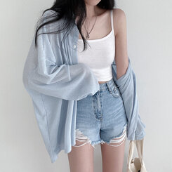 シースルーシャツ スカイブルー