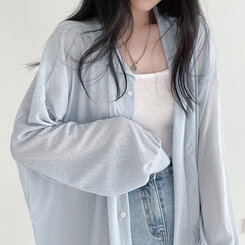 シースルーシャツ スカイブルー