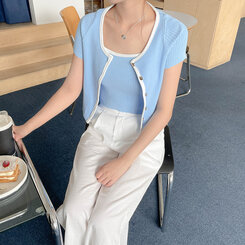 スラックス リネンピンタックワイドスラックス IVORY