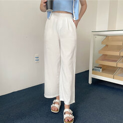 スラックス リネンピンタックワイドスラックス IVORY