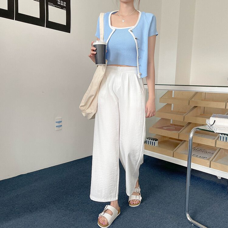 リネンピンタックワイドスラックス IVORY