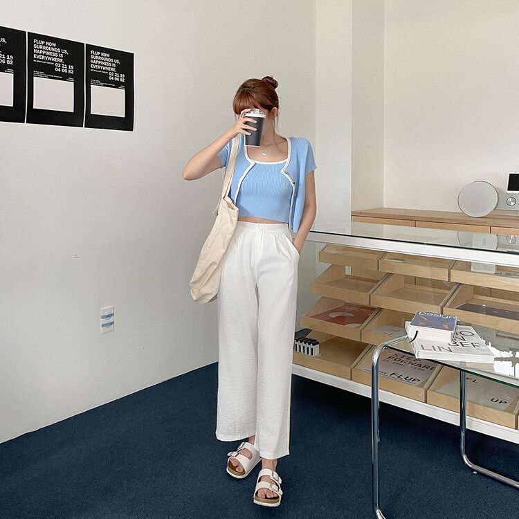 リネンピンタックワイドスラックス IVORY