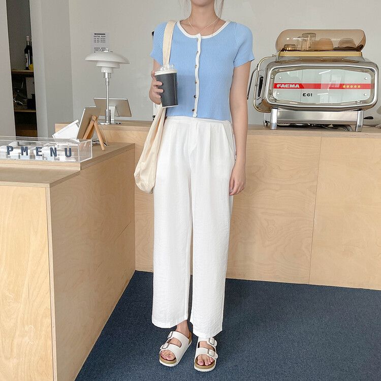 リネンピンタックワイドスラックス IVORY