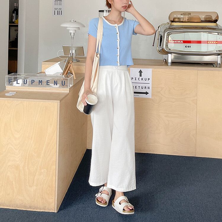 リネンピンタックワイドスラックス IVORY