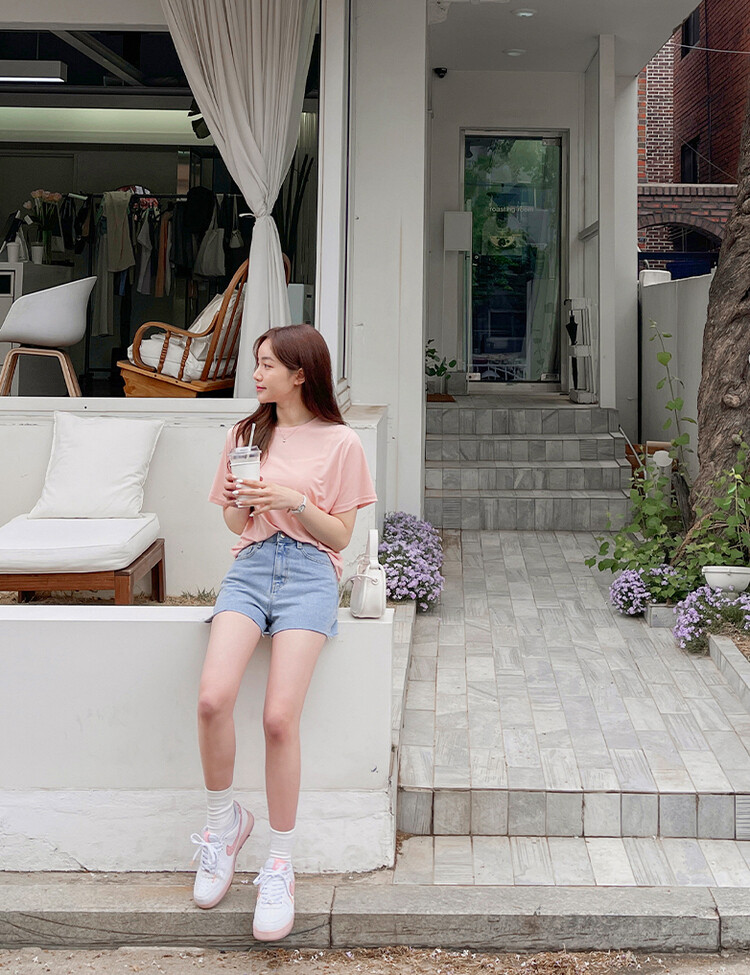 [COOL] 체감온도 낮춰주는! 베이직 쿨 반팔티셔츠(2type) 라이트핑크