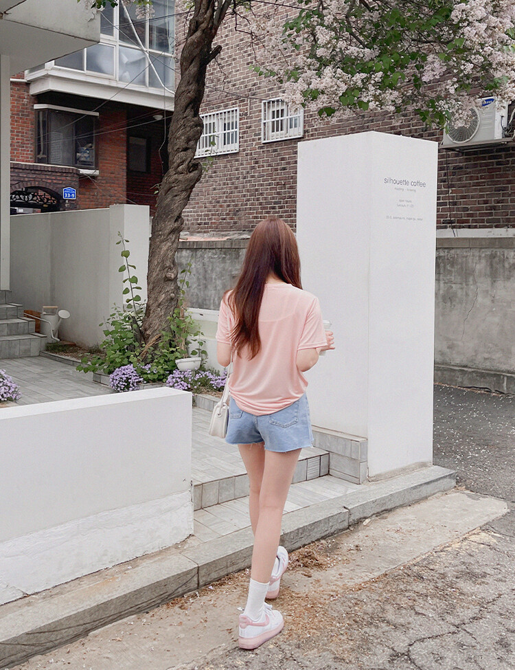 [COOL] 체감온도 낮춰주는! 베이직 쿨 반팔티셔츠(2type) 라이트핑크