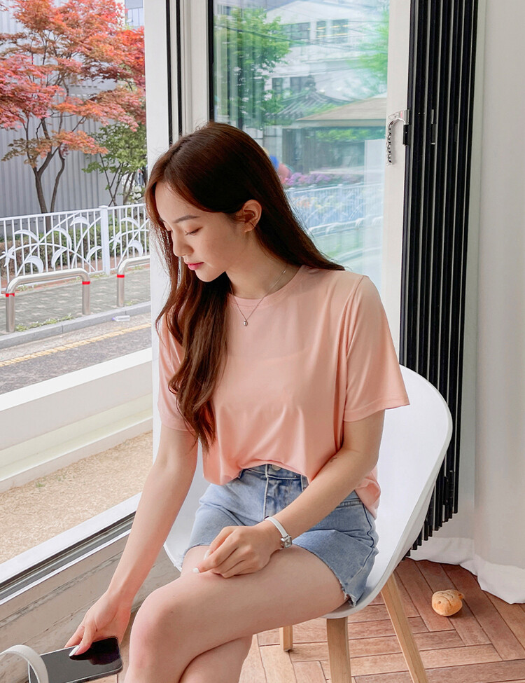 [COOL] 체감온도 낮춰주는! 베이직 쿨 반팔티셔츠(2type) 라이트핑크
