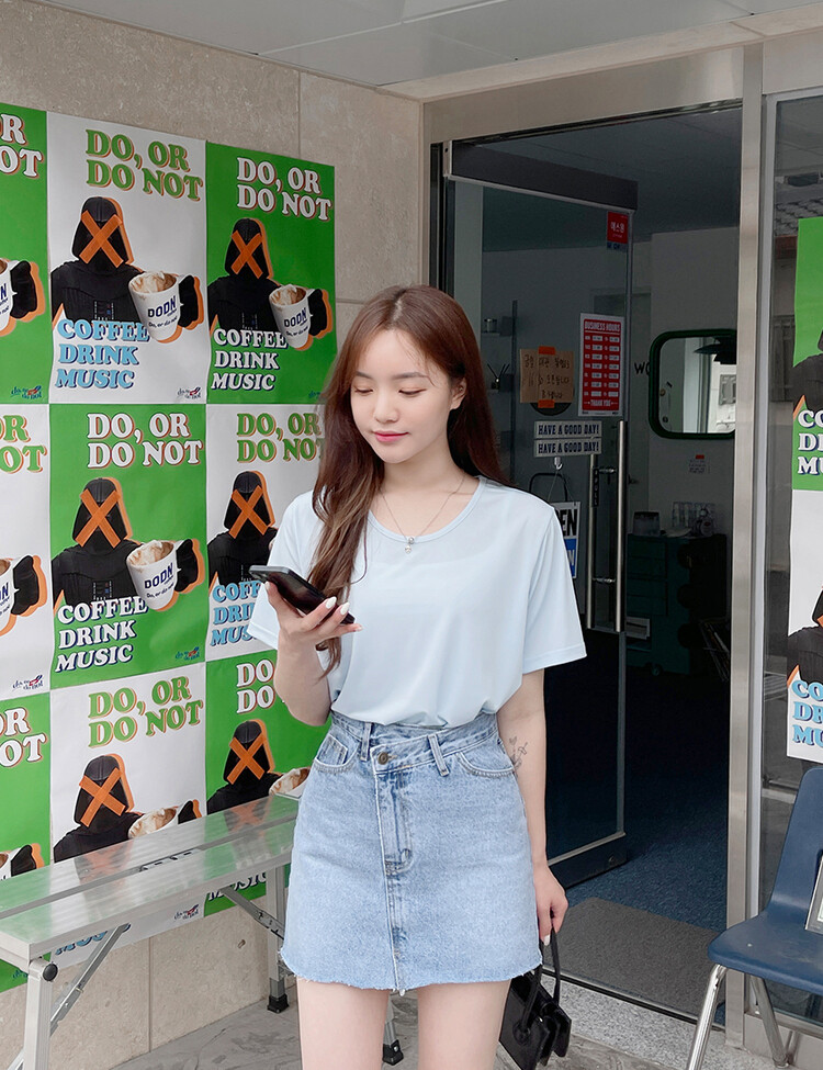 [COOL] 체감온도 낮춰주는! 베이직 쿨 반팔티셔츠(2type) 스카이블루