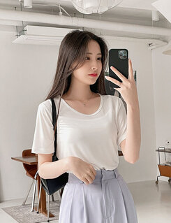 [企画]アイス半袖Tシャツ(ラウンド/Uネック) WHITE
