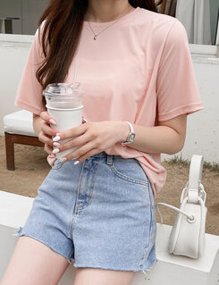 [企画]アイス半袖Tシャツ(ラウンド/Uネック) LIGHT PINK
