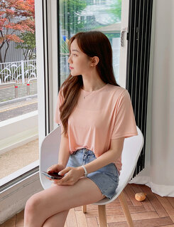 [企画]アイス半袖Tシャツ(ラウンド/Uネック) LIGHT PINK